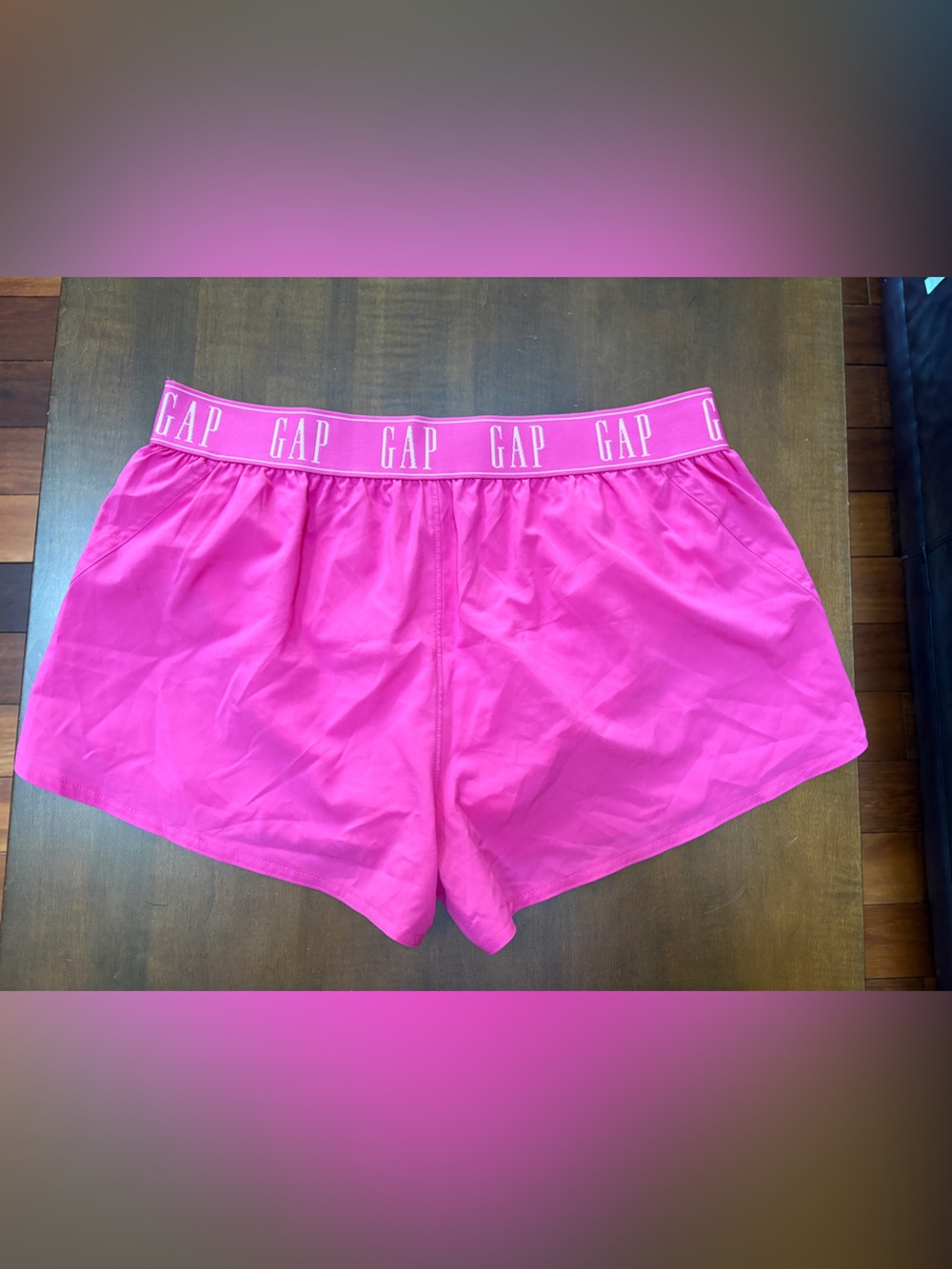 GAP Bright Pink Athletic Shorts with Logo Waistband ladies large